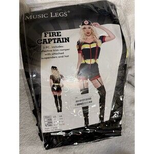 Music Legs Fire Captain Women Costume Size Medium- Large 8-14